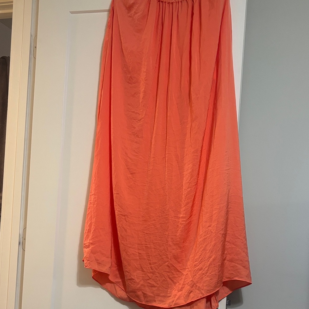 Zara Flowy Coral/orange maxi Skirt size medium new without tags - Picture 2 of 3